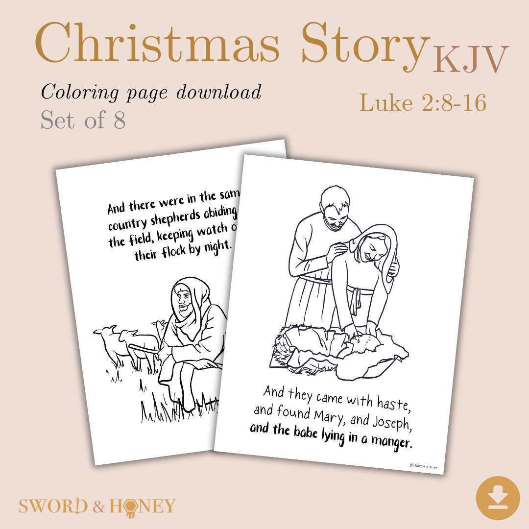 Christmas Story KJV Coloring Pages Digital Download