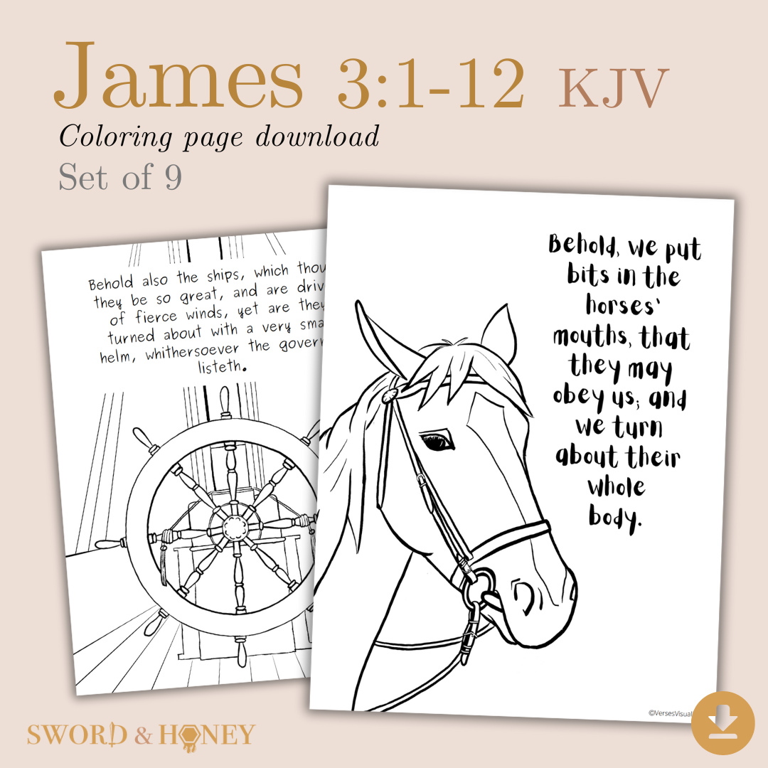 James 3:1-12 KJV Coloring Pages Digital Download