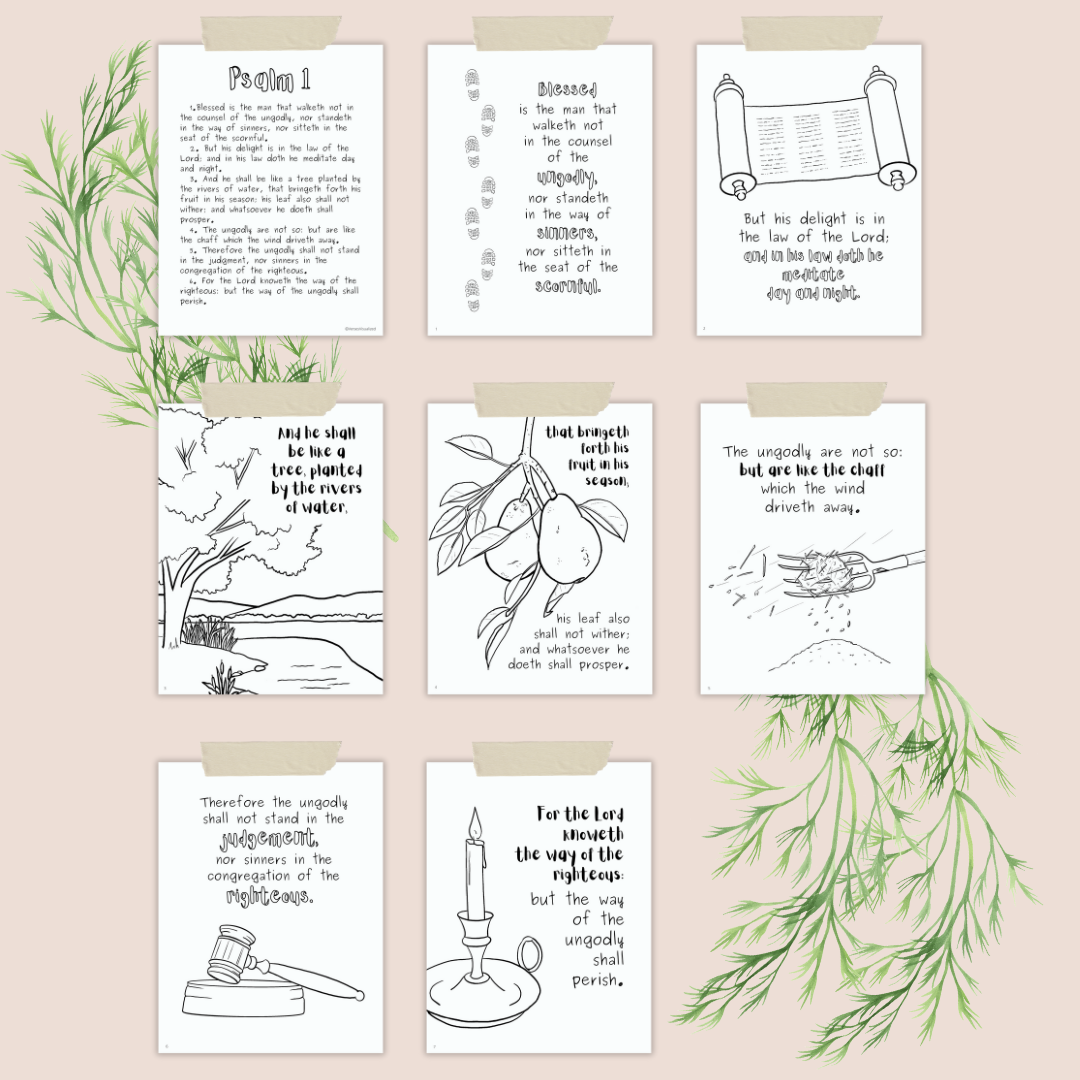 Psalm 1 KJV Coloring Pages Digital Download