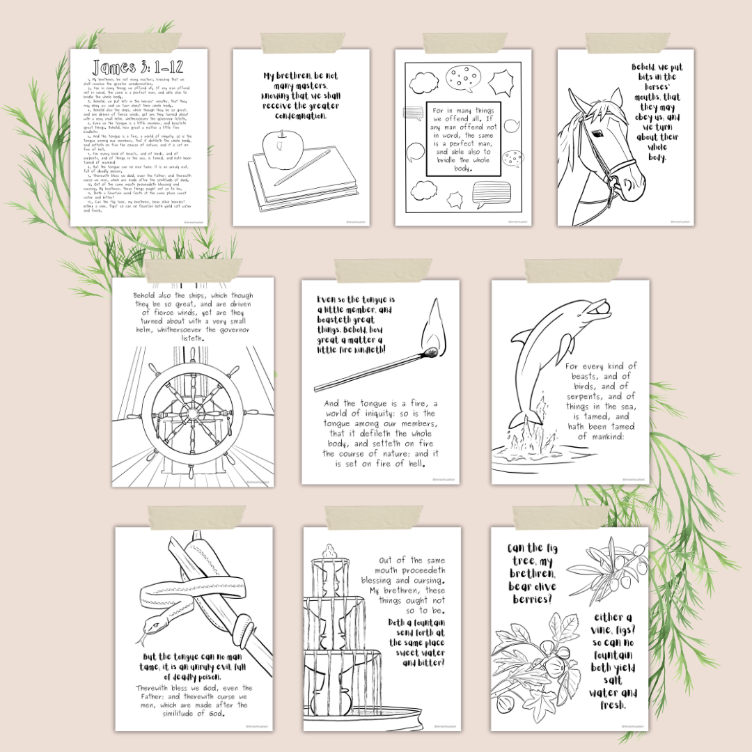 James 3:1-12 KJV Coloring Pages Digital Download