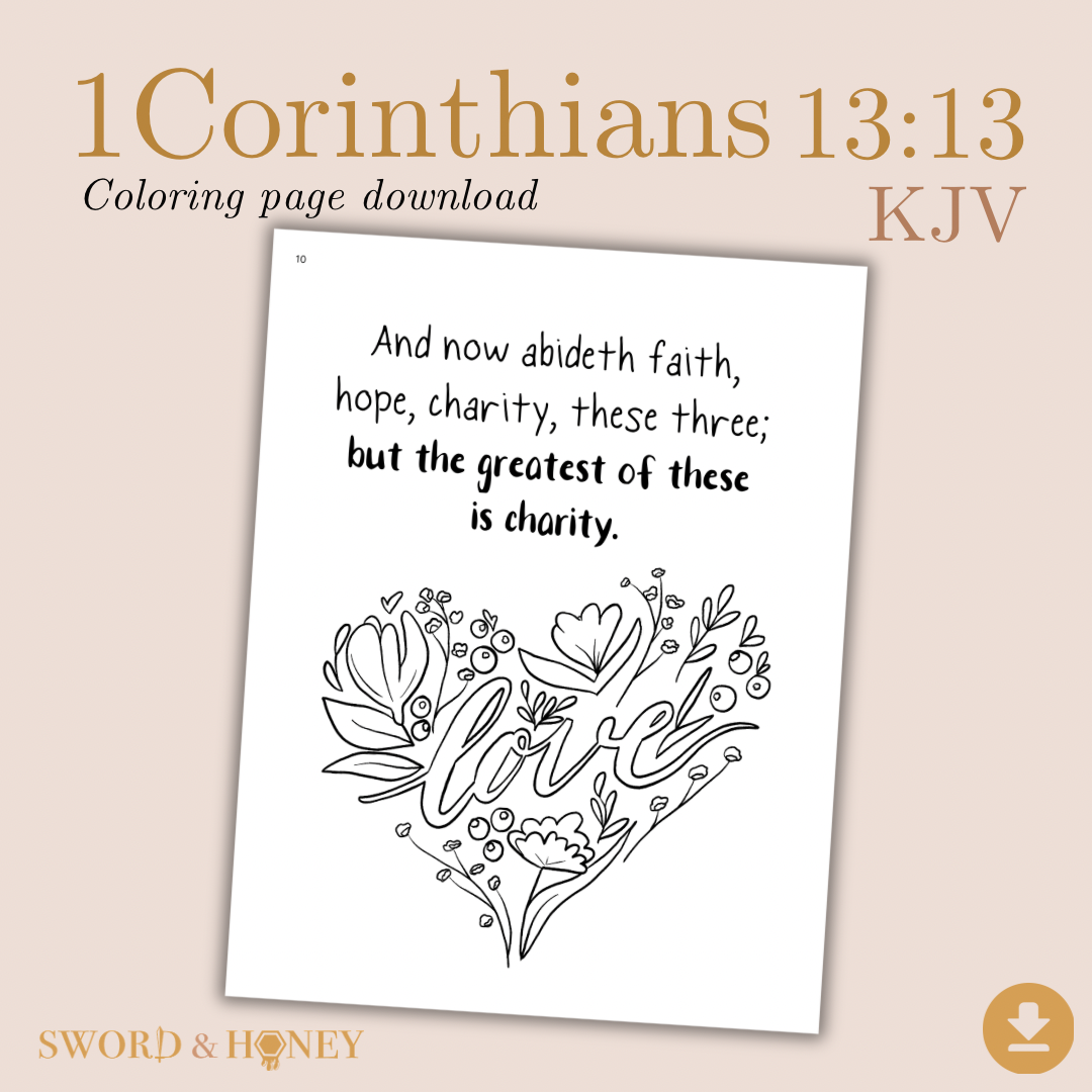1 Corinthians 13:13 KJV Coloring Page Digital Download