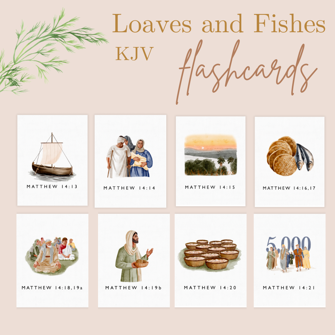 Loaves and Fishes - Matthew 14:31-21 KJV Teacher Flashcards – Sword and