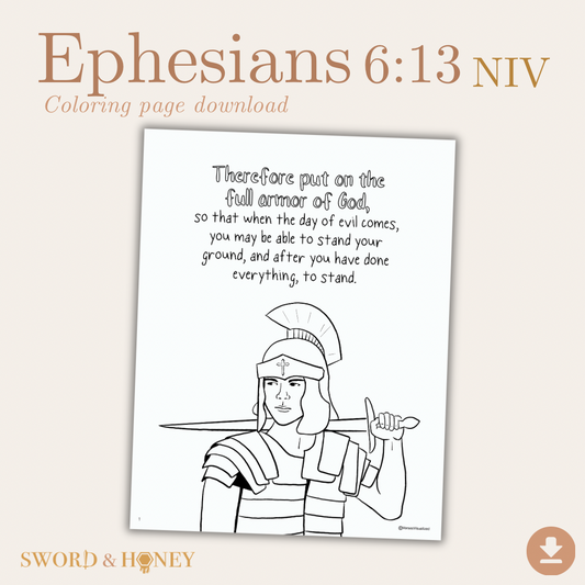 Ephesians 6:13 NIV Coloring Page Digital Download