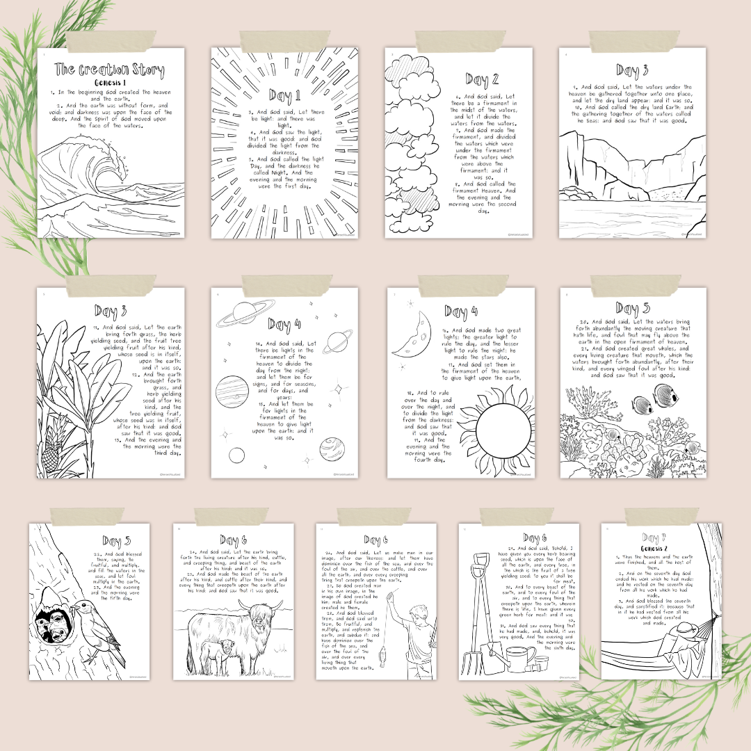 Creation Story KJV Coloring Pages Digital Download