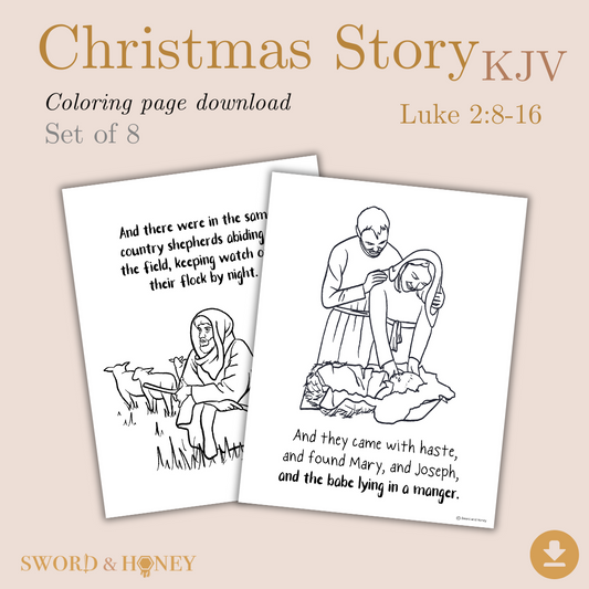 Christmas Story KJV Coloring Pages Digital Download