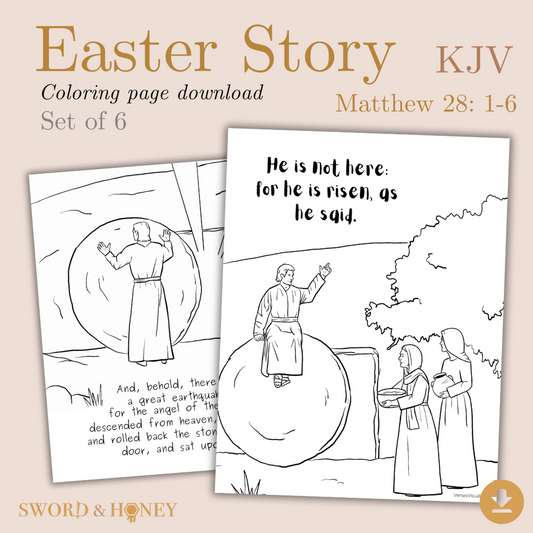 Easter Story KJV Coloring Pages Digital Download