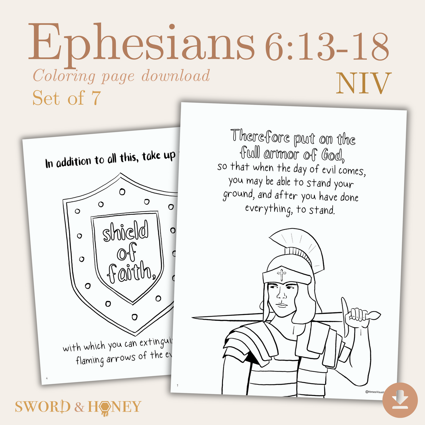 Armor of God NIV Coloring Pages Digital Download