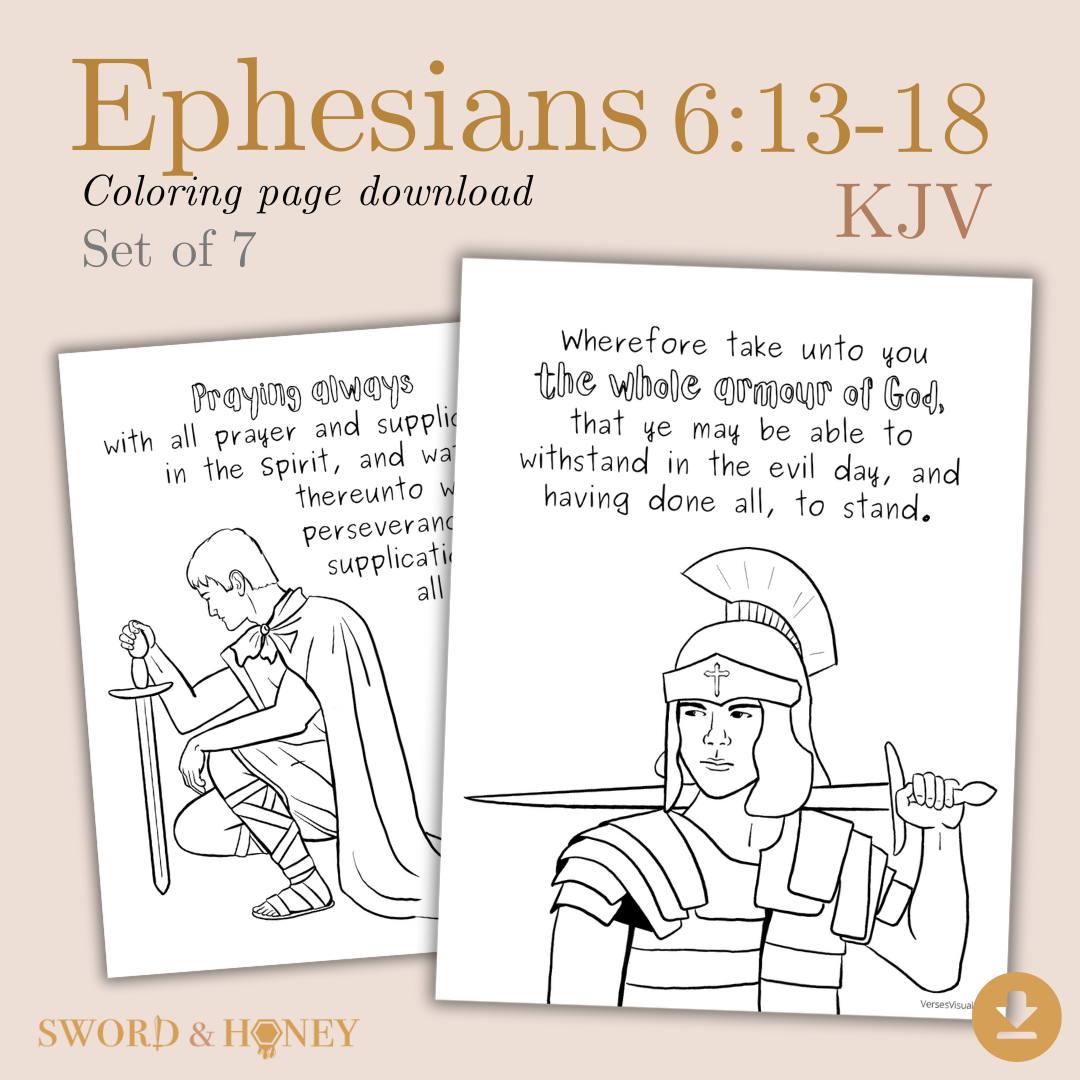 Armor of God KJV Coloring Pages Digital Download – Sword and Honey