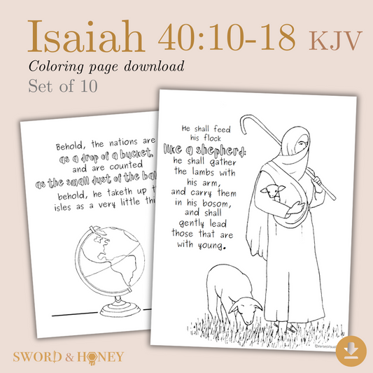 Isaiah 40:10-18 KJV Coloring Pages Digital Download