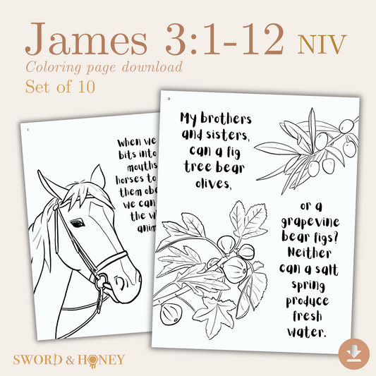 James 3:1-12 NIV Coloring Pages Digital Download