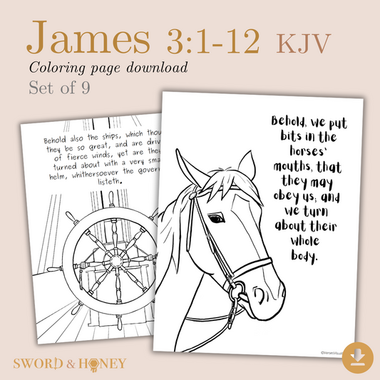 James 3:1-12 KJV Coloring Pages Digital Download