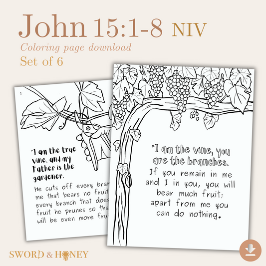 John 15:1-8 NIV Coloring Pages Digital Download