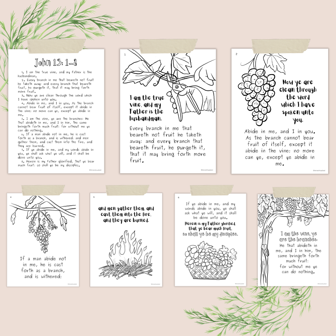 John 15:1-8 KJV Coloring Pages Digital Download