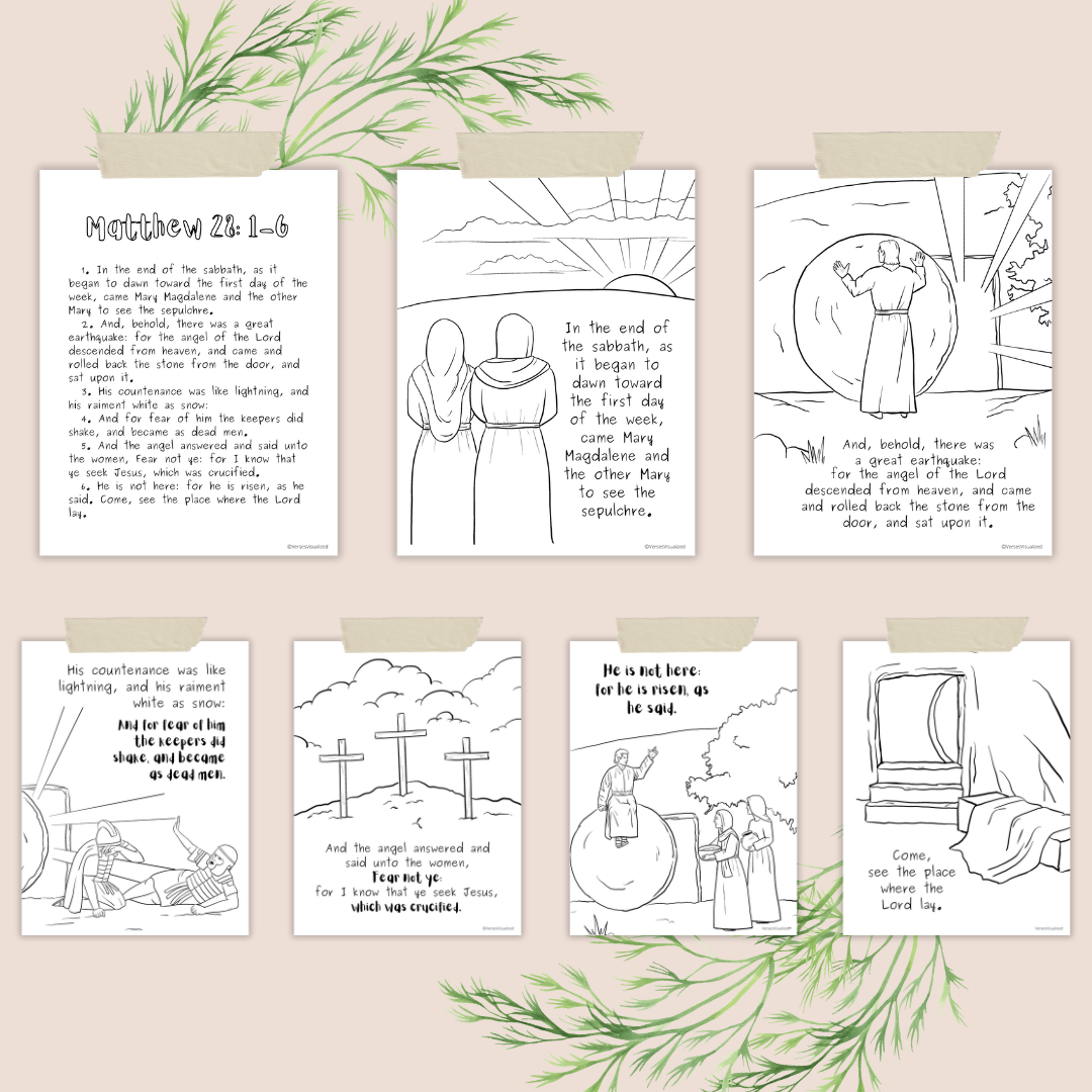 Easter Story KJV Coloring Pages Digital Download