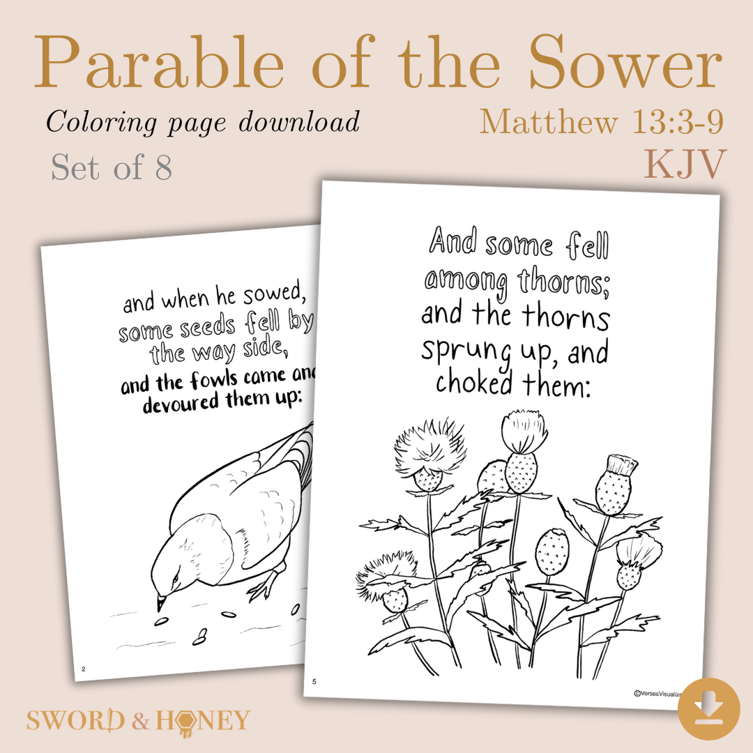 Parable of the Sower KJV Coloring Pages Digital Download