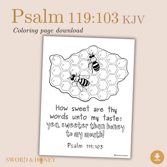 Psalm 119:103 KJV Coloring Page Digital Download