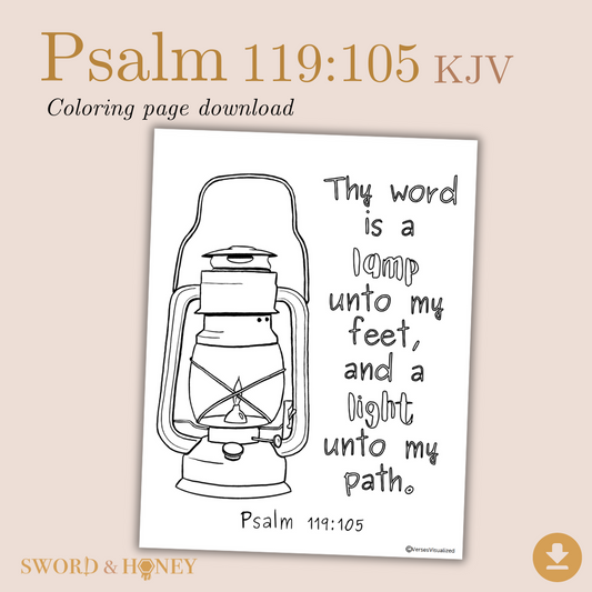 Psalm 119:105 KJV Coloring Page Digital Download