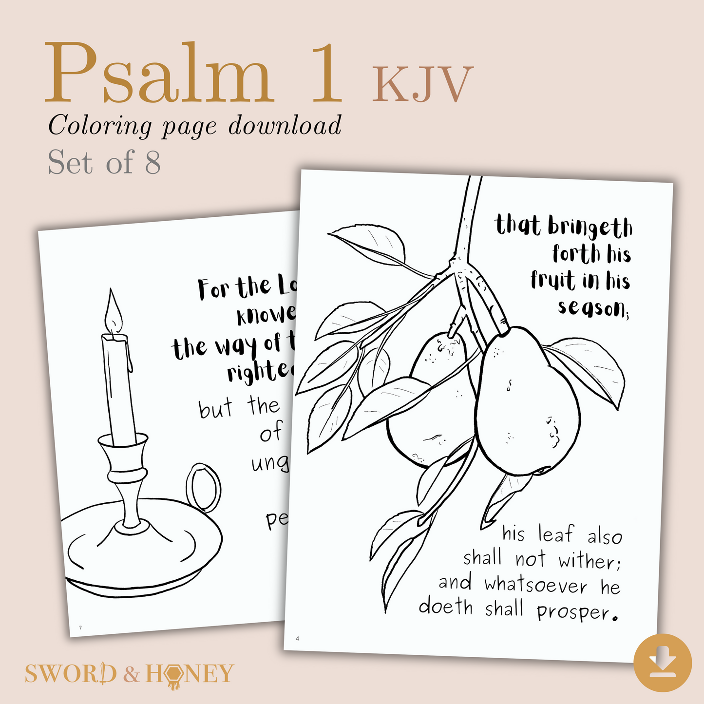 Psalm 1 KJV Coloring Pages Digital Download