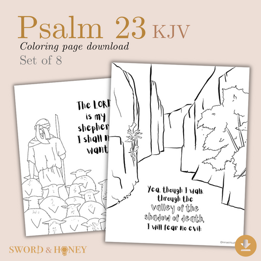 Psalm 23 KJV Coloring Pages Digital Download