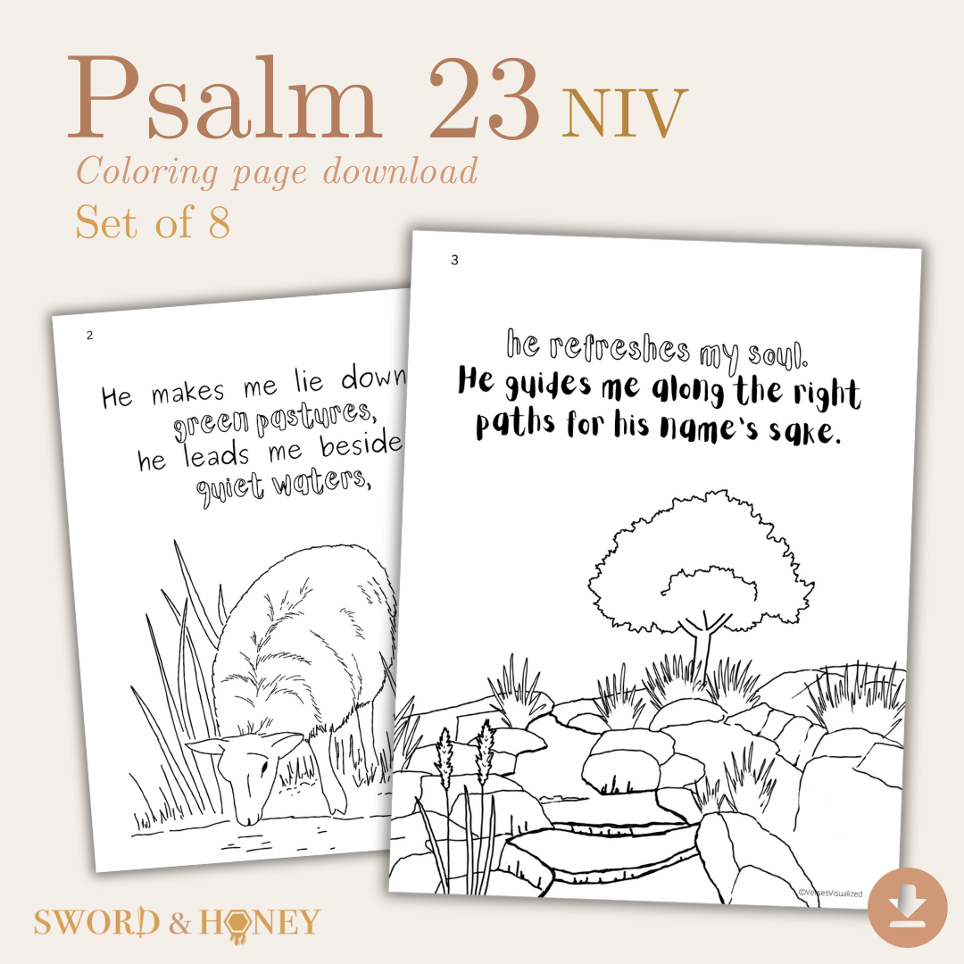 Psalm 23 NIV Coloring Pages Digital Download