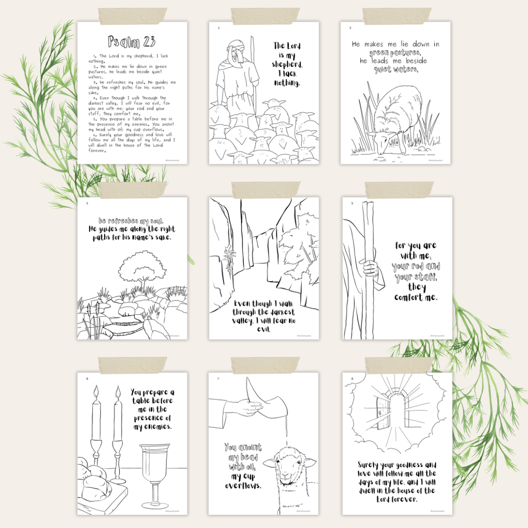 Psalm 23 NIV Coloring Pages Digital Download