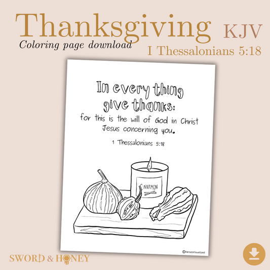 Thanksgiving KJV Coloring Page Digital Download