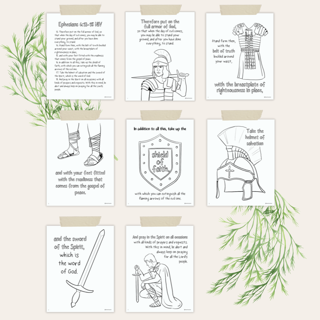 Armor of God NIV Coloring Pages Digital Download